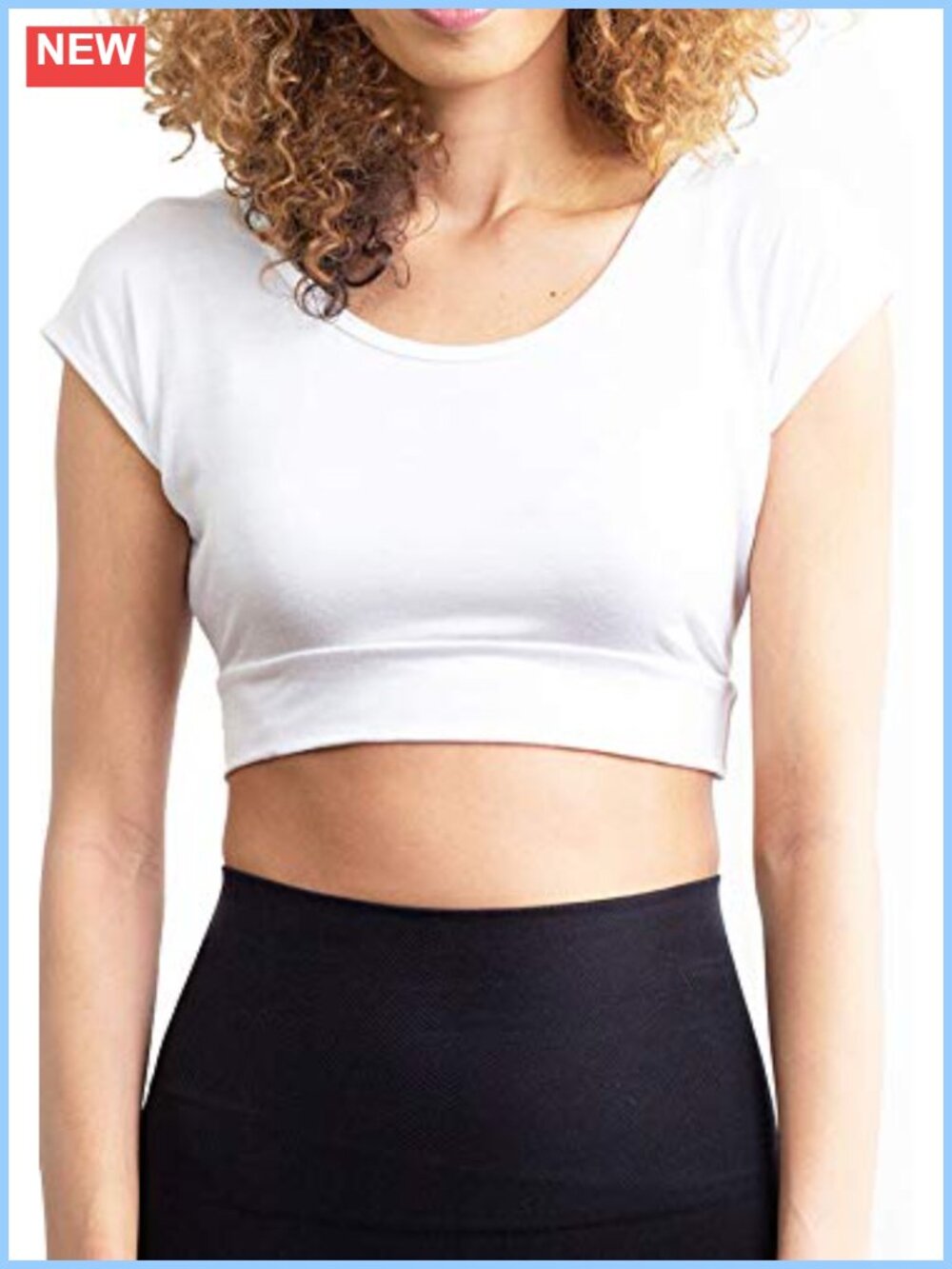 Women's Half Tee Cap Sleeve Scoop Neck Crop Layering Top